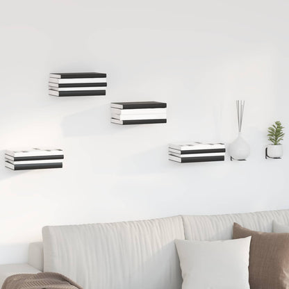 Mensola Flottante Invisibile 4 pcs Nero 6 x 11 x 6,5 cm