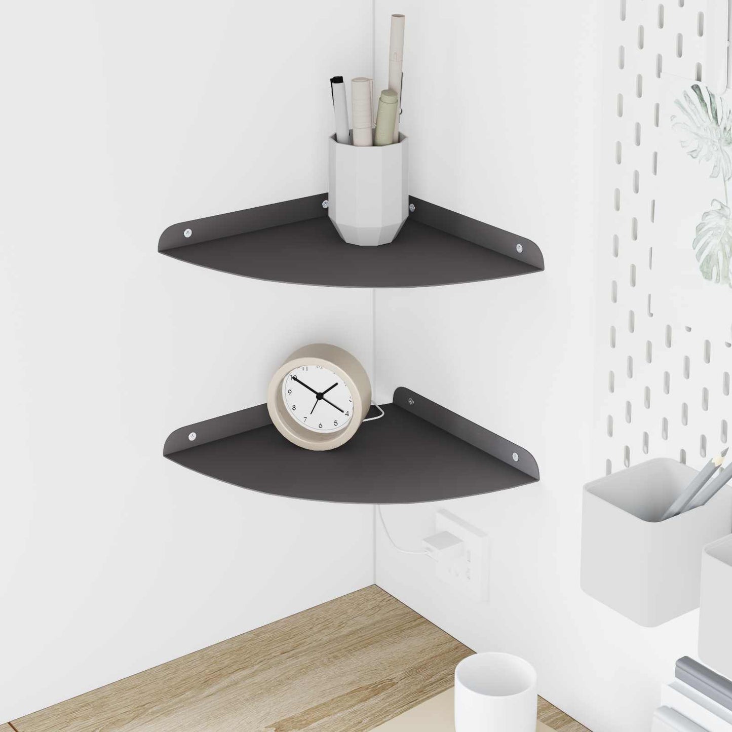 Mensola Galleggiante per Angolo 2 pcs Nero 24 x 24 x 2 cm