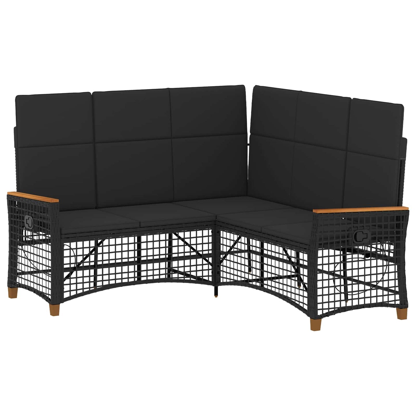 Set di Divani Recliner da Giardino Nero 164 x 164 x 112 cm