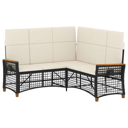 Set di Divani Recliner da Giardino Nero e Bianco Crema
