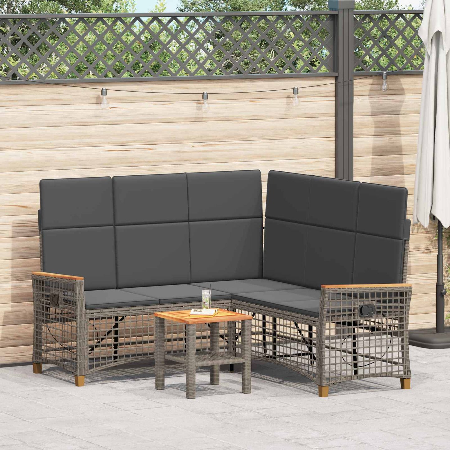 Set di Divani Recliner da Giardino Grigio e Grigio Scuro