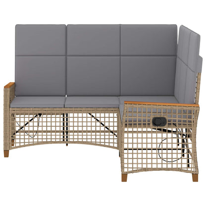 Set di Divani Recliner da Giardino Beige e Grigio Chiaro