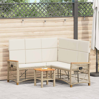 Set di Divani Recliner da Giardino Beige e Bianco Crema