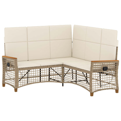 Set di Divani Recliner da Giardino Beige e Bianco Crema