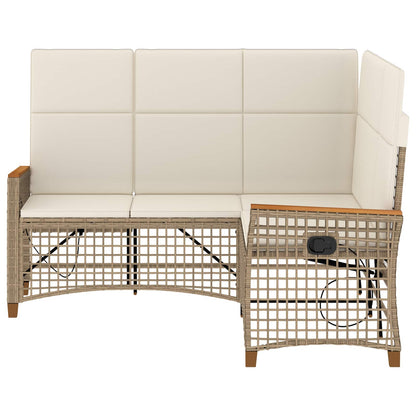 Set di Divani Recliner da Giardino Beige e Bianco Crema
