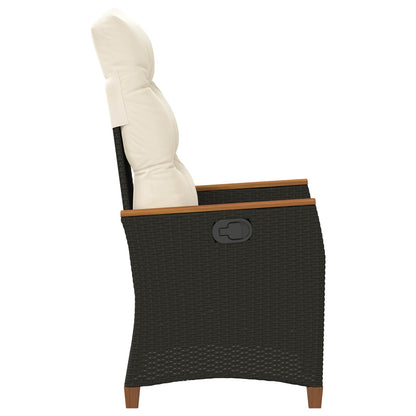 Sedia da giardino reclinabile Nero e Crema 64 x 57,5 x 112 cm
