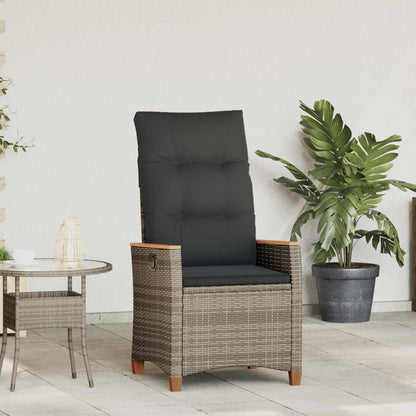 Sedia da giardino reclinabile Grigio e Blu Navy polyrattan