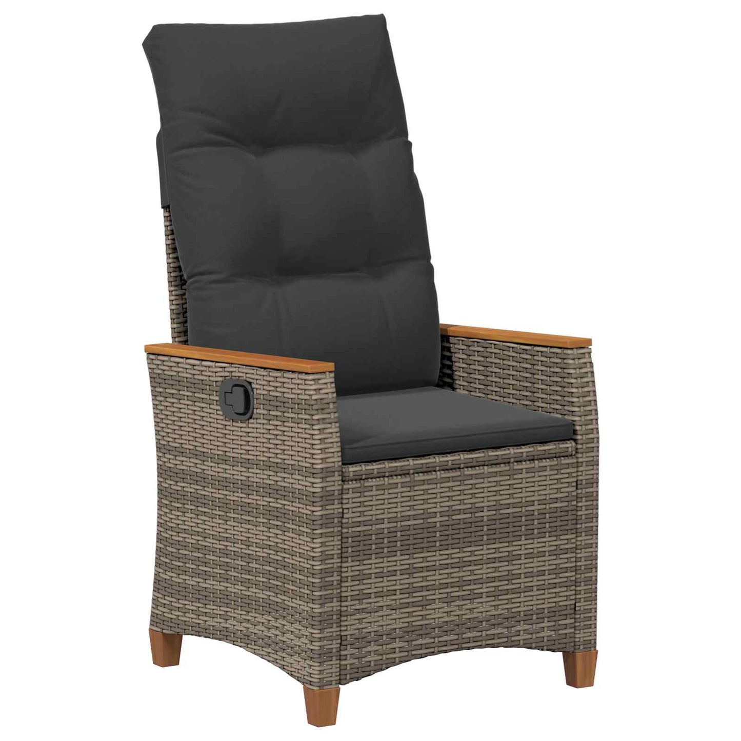Sedia da giardino reclinabile Grigio e Blu Navy polyrattan