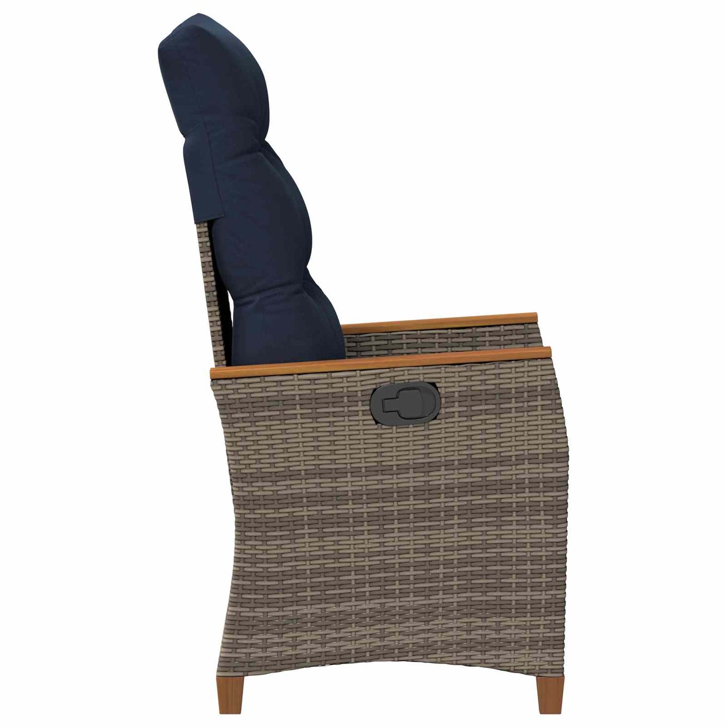 Sedia da giardino reclinabile Grigio e Blu Navy polyrattan