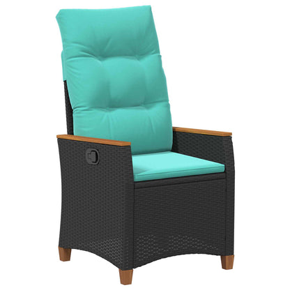 Sedia da giardino reclinabile Nero e Turchese polyrattan