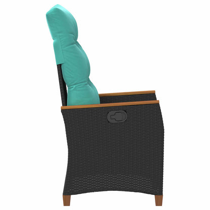 Sedia da giardino reclinabile Nero e Turchese polyrattan