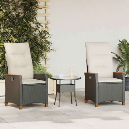 Sedia da giardino reclinabile Nero e Crema 64 x 57,5 x 112 cm