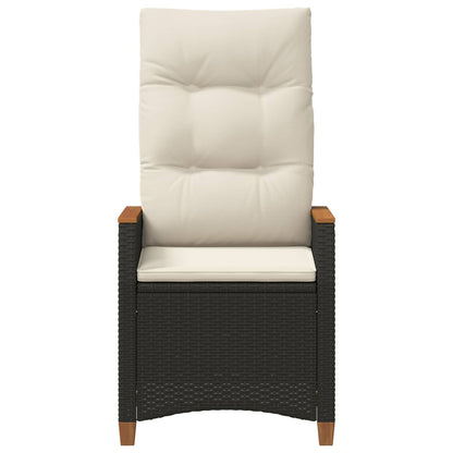 Sedia da giardino reclinabile Nero e Crema 64 x 57,5 x 112 cm