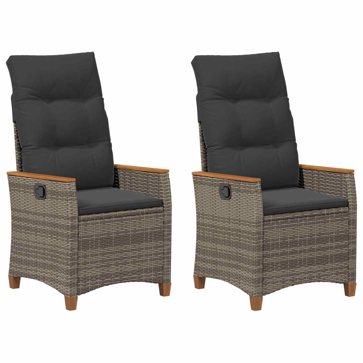 Sedia da giardino reclinabile Grigio e Grigio Scuro polyrattan