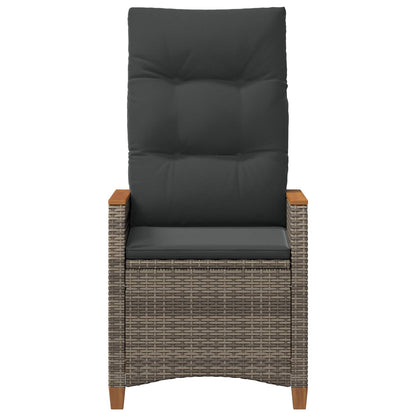Sedia da giardino reclinabile Grigio e Grigio Scuro polyrattan