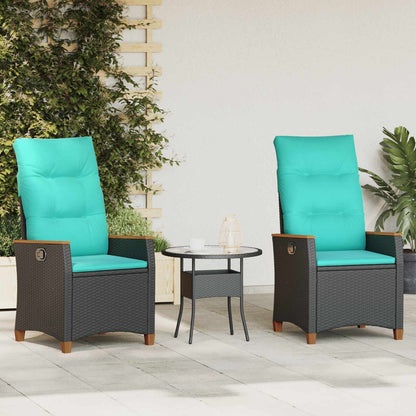 Sedia da giardino reclinabile Nero e Turchese polyrattan