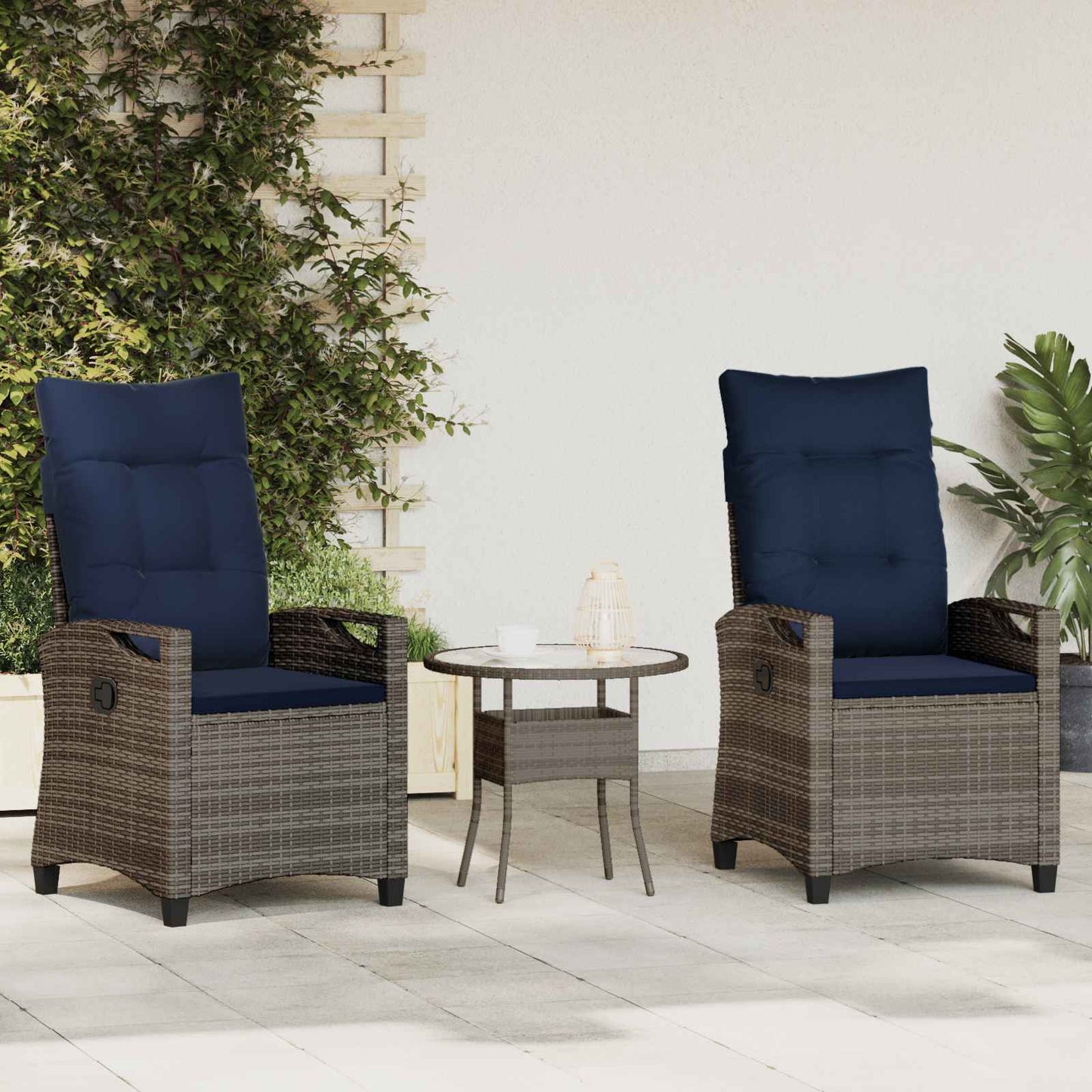 Sedia da Giardino 2 pcs grigio e blu navy 56 x 60 x 112 cm