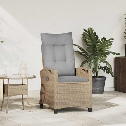 Sedia da giardino reclinabile Beige e Grigio Chiaro polyrattan
