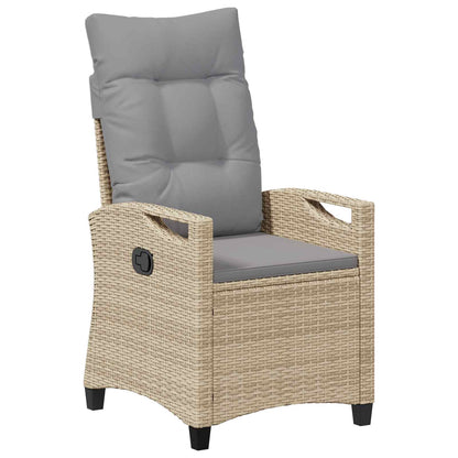 Sedia da giardino reclinabile Beige e Grigio Chiaro polyrattan