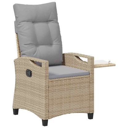 Sedia da giardino reclinabile Beige e Grigio Chiaro polyrattan