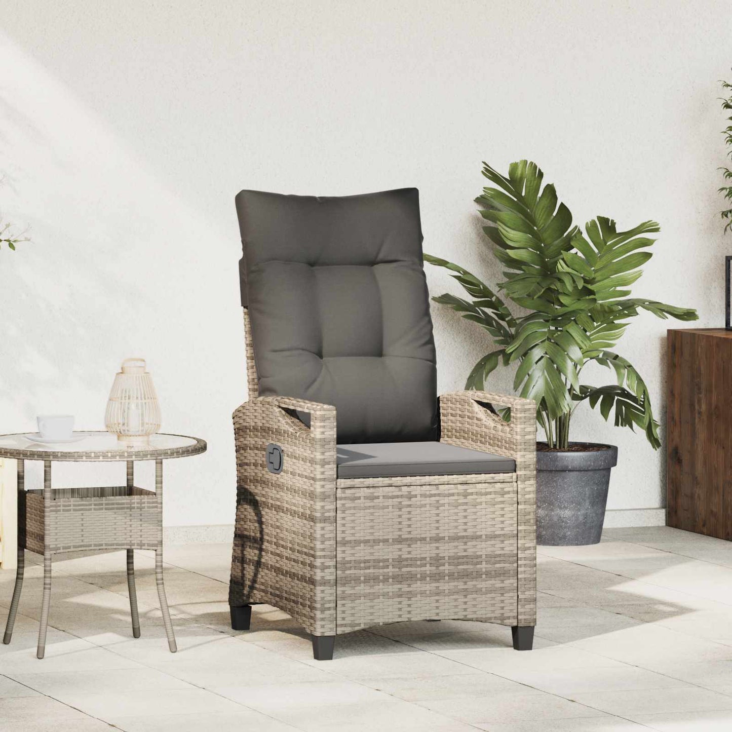 Sedia da giardino reclinabile Grigio chiaro e grigio scuro