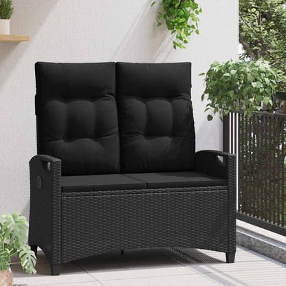 Panchina da giardino con cuscino Nero 105 x 60 x 112 cm