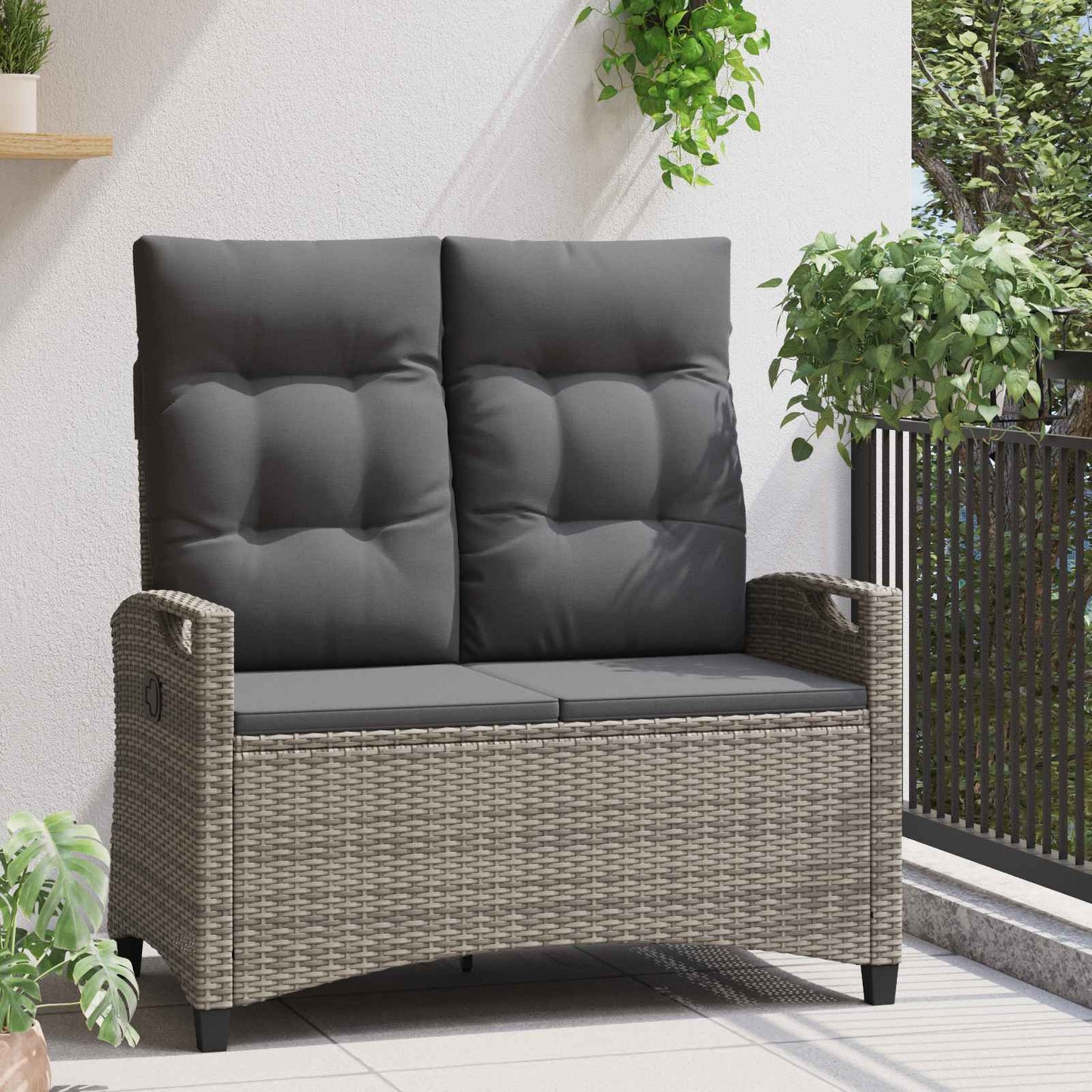 Panchina da giardino Grigio e Grigio Scuro 105 x 60 x 112 cm