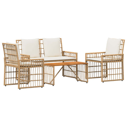 Set di Mobili da Esterno 4 pcs Naturale e Bianco Crema