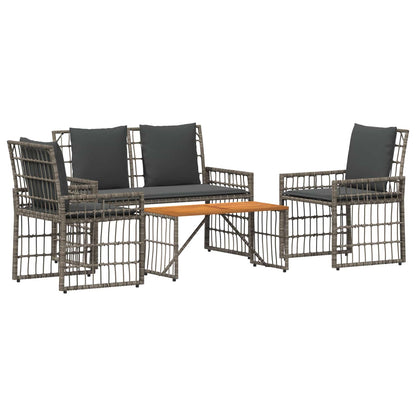Set di Mobili da Esterno 4 pcs Nero e Grigio scuro