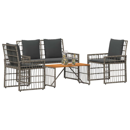 Set di Mobili da Esterno 4 pcs Nero e Grigio scuro