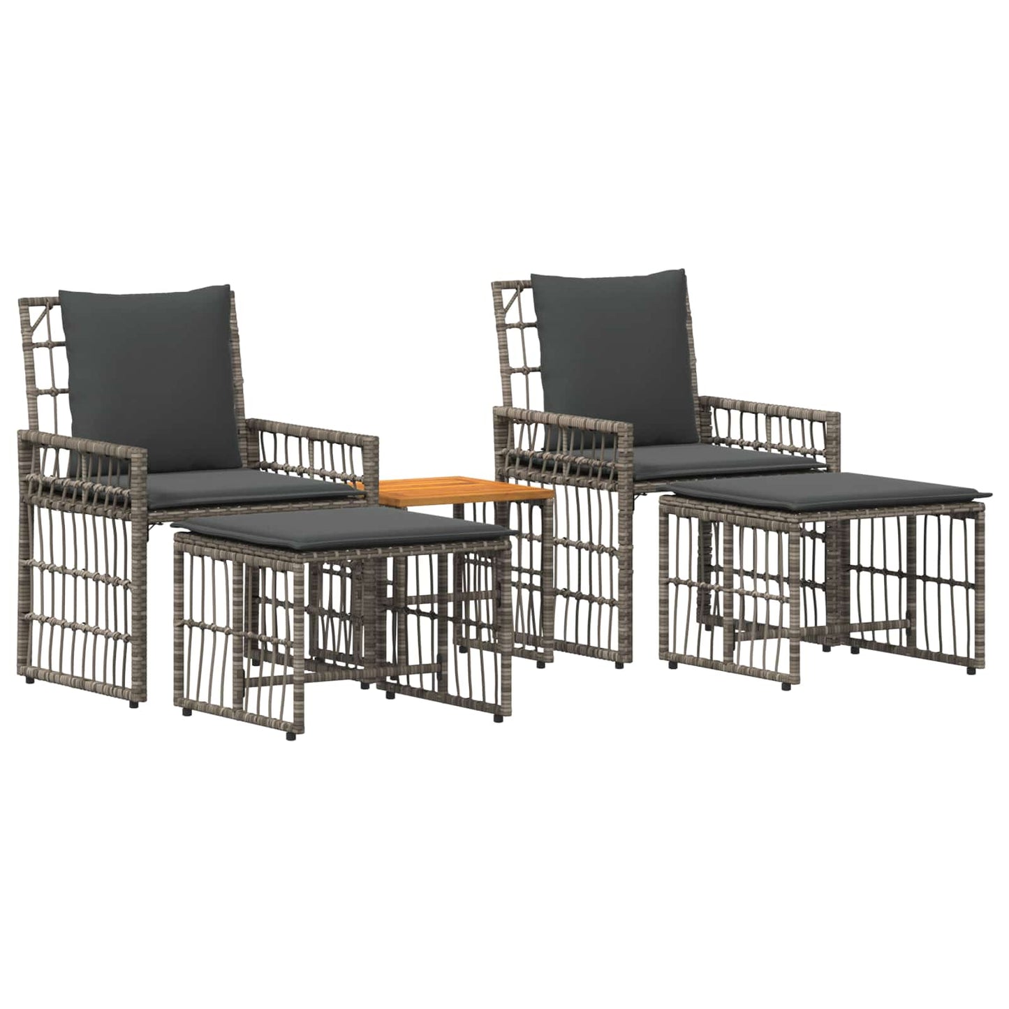 Set di Mobili da Esterno 5 pcs Nero e Grigio scuro