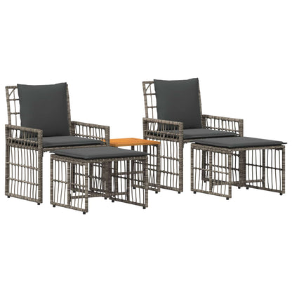 Set di Mobili da Esterno 5 pcs Nero e Grigio scuro