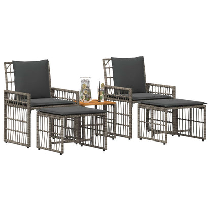 Set di Mobili da Esterno 5 pcs Nero e Grigio scuro