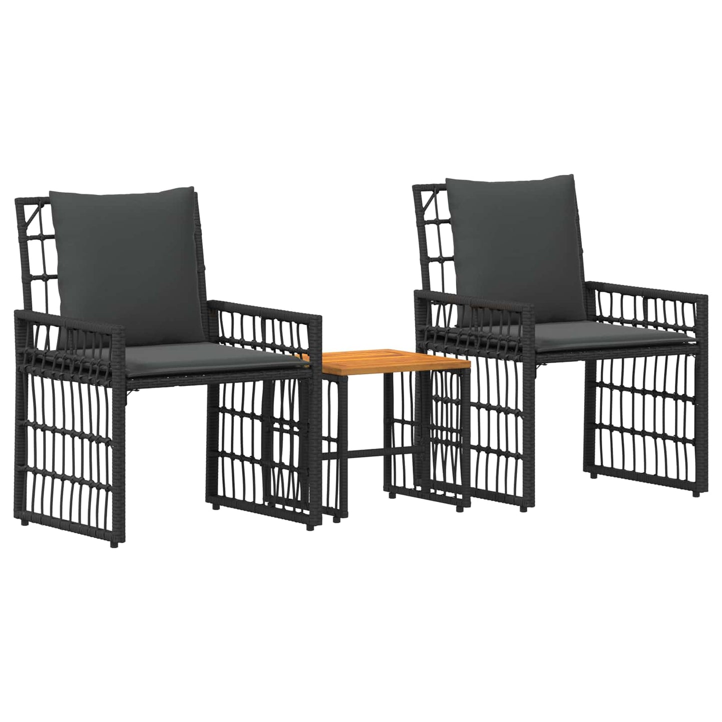 Set di Mobili da Esterno 3 pcs Nero e Grigio scuro