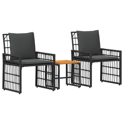 Set di Mobili da Esterno 3 pcs Nero e Grigio scuro
