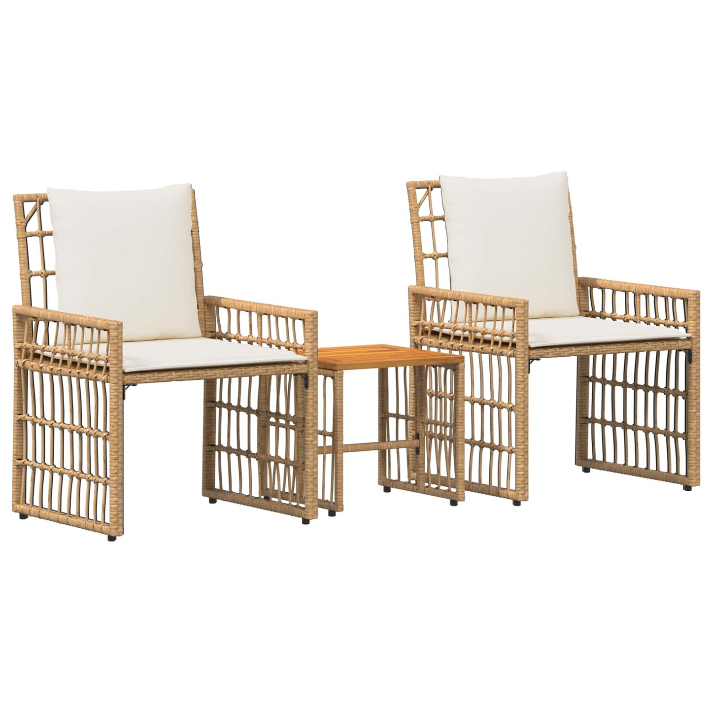 Set di Mobili da Esterno 3 pcs Naturale e Bianco Crema