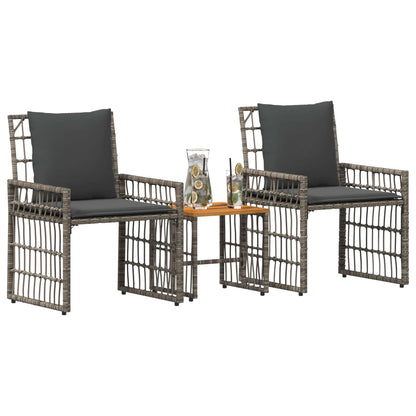Set di Mobili da Esterno 3 pcs Nero e Grigio scuro