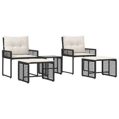 Set di Mobili da Esterno con cuscino 5 pcs Nero e Bianco
