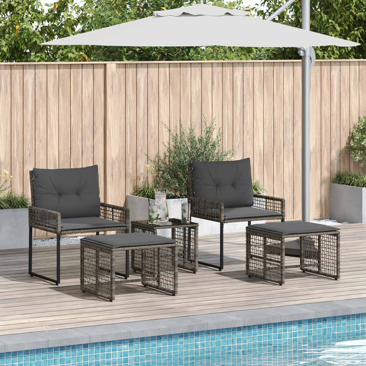 Set di Mobili da Esterno con cuscino 5 pcs Grigio