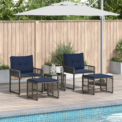 Set di Mobili da Esterno con cuscino 5 pcs Grigio e Blu Navy