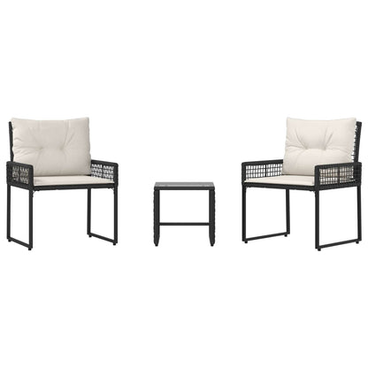 Set di Mobili da Esterno con cuscino 3 pcs Nero e Bianco