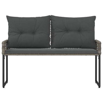 Panchina da esterno Grigio 118 x 55 x 82 cm Rattan PE e Tessuto