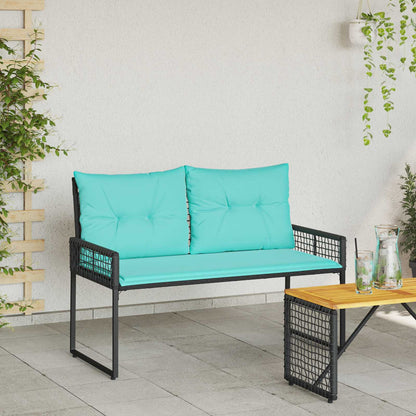 Panchina da esterno Nero e Turchese 118 x 55 x 82 cm