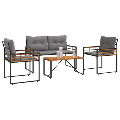 Set di Mobili da Esterno con cuscino 4 pcs Grigio chiaro
