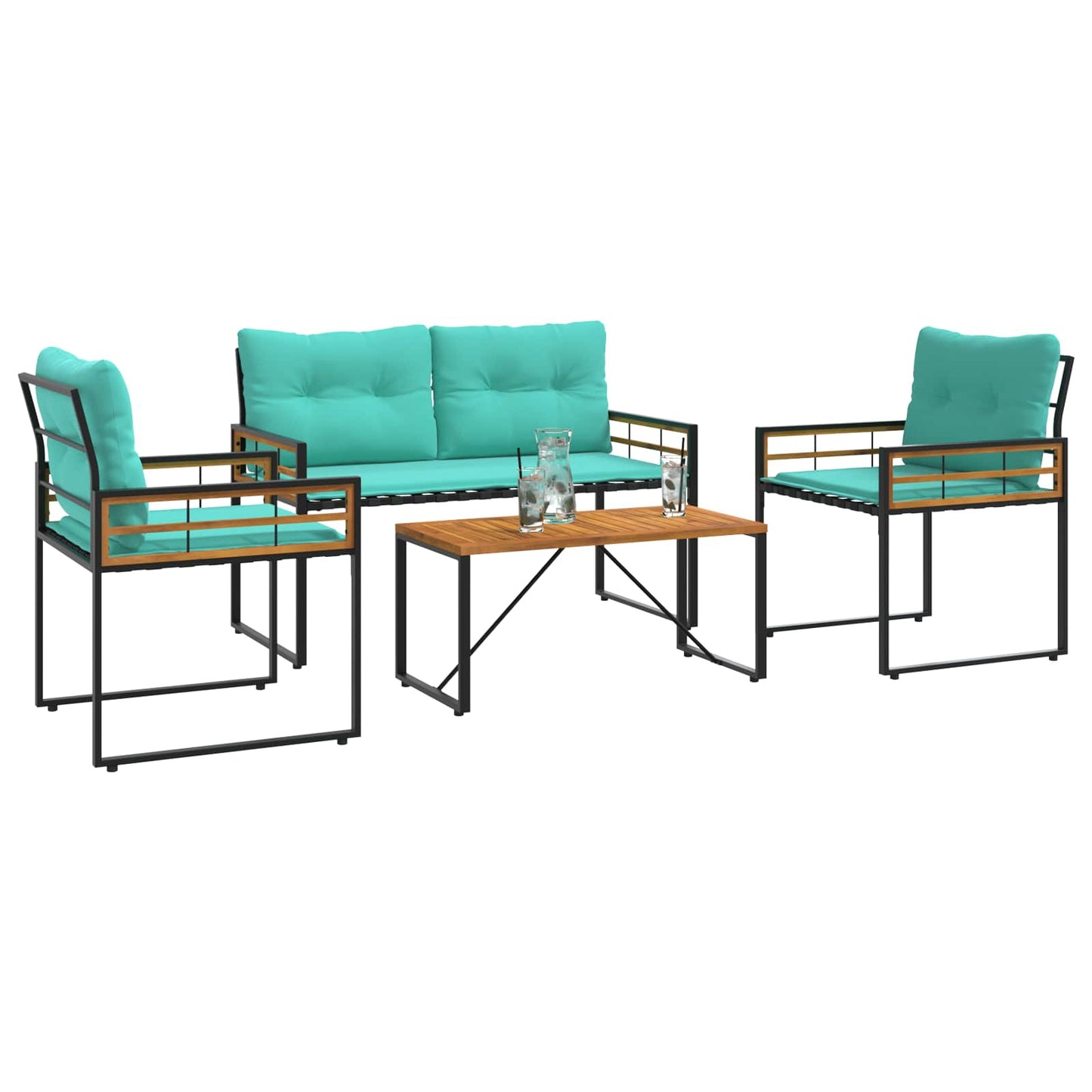 Set di Mobili da Esterno con cuscino 4 pcs Turchese