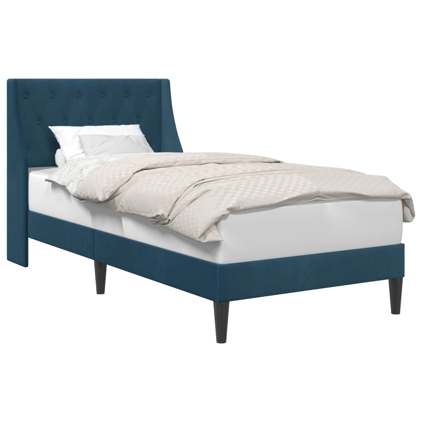 Struttura del letto con testiera Blu 90 x 190 cm Velluto