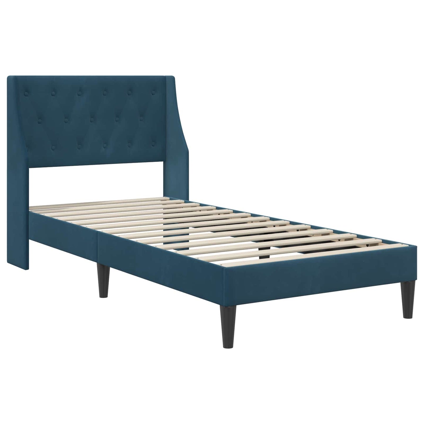Struttura del letto con testiera Blu 90 x 190 cm Velluto