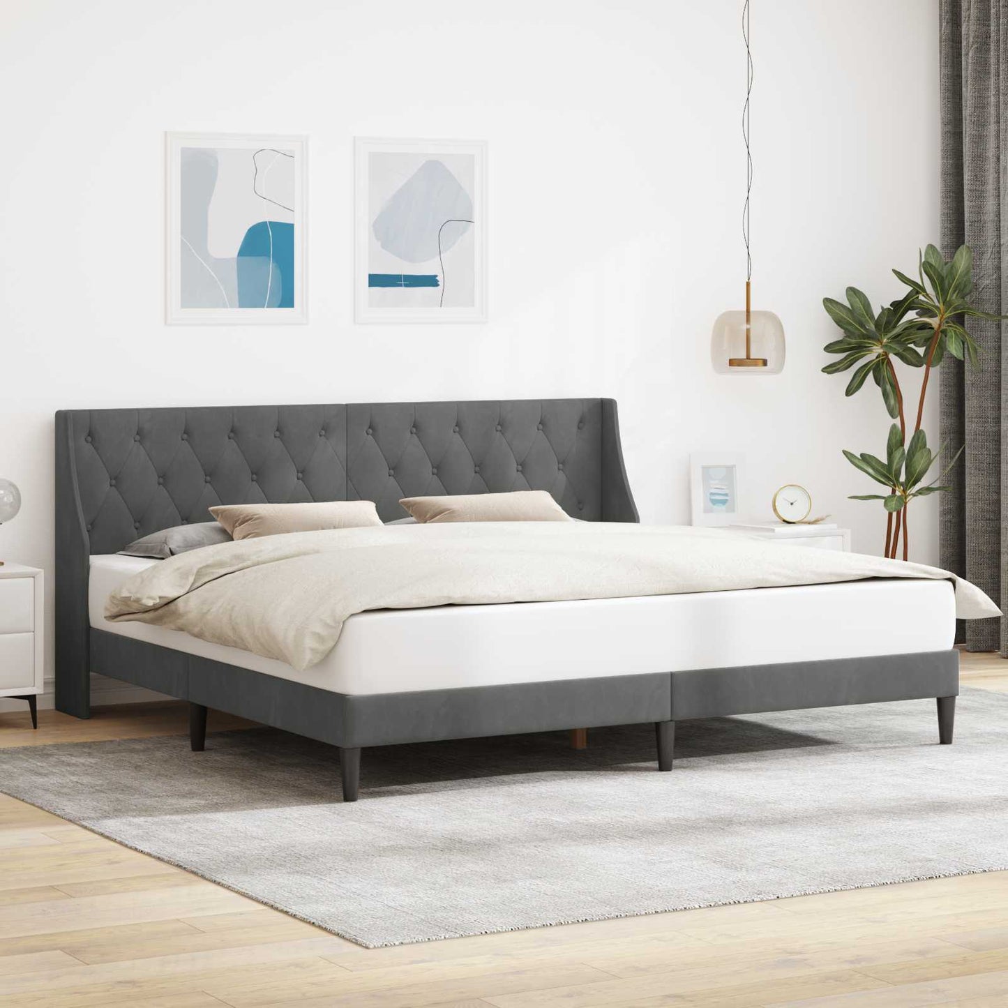 Struttura del letto Grigio scuro 200 x 200 cm Velluto
