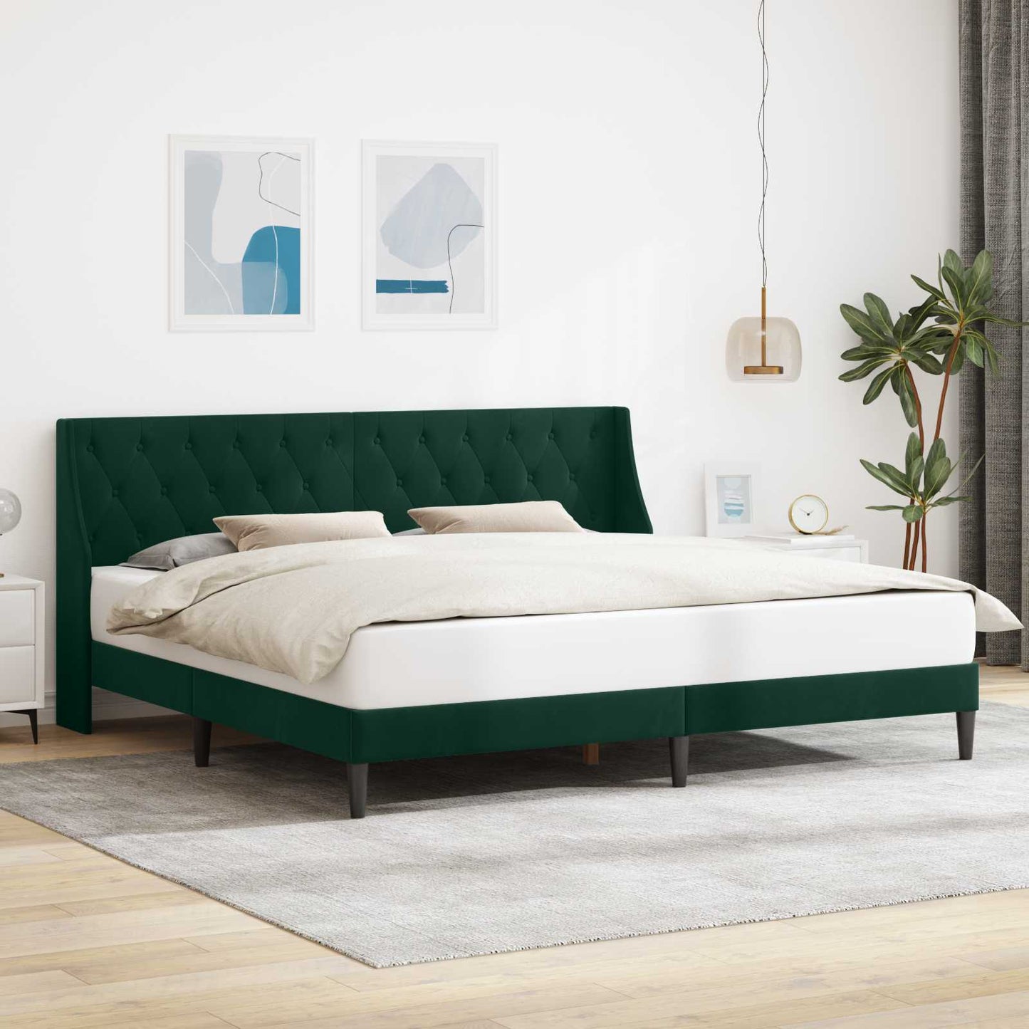 Struttura del letto Verde Scuro 200 x 200 cm Velluto