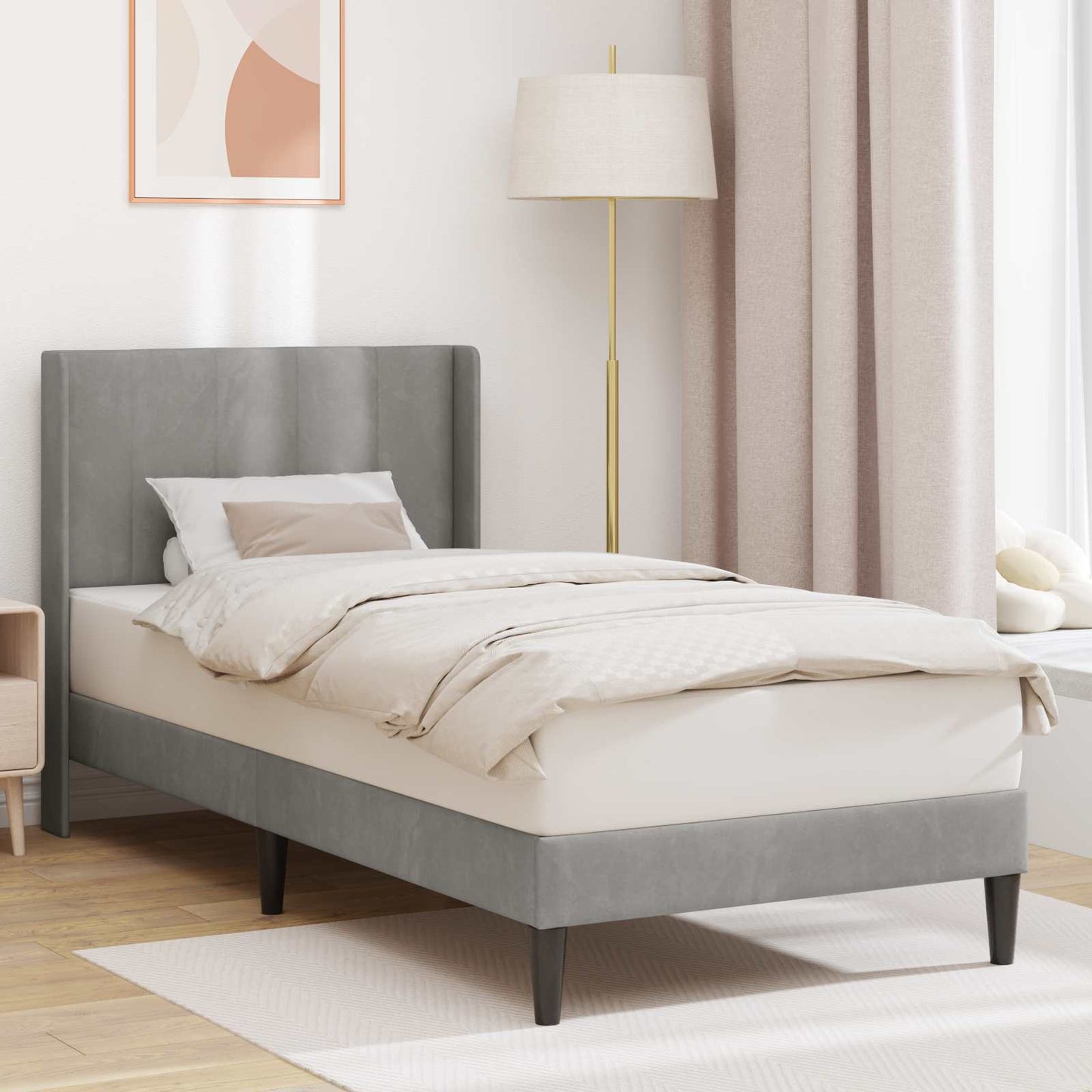 Struttura del letto Grigio chiaro 80 x 200 cm Velluto